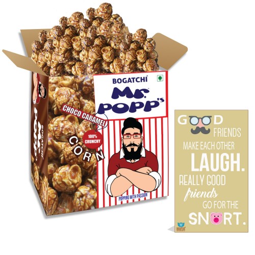  Mr.POPP's Chocolate Crunchy Caramel Popcorn, HandCrafted Gourmet Popcorn, Perfect Birthday Gift for Boy, 375g + FREE Happy Birthday Greeting Card